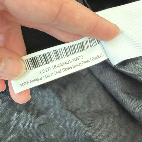 Quince European Linen Short Sleeve Swing Dress Black Size Large Beach Vacation - Picture 8 of 10